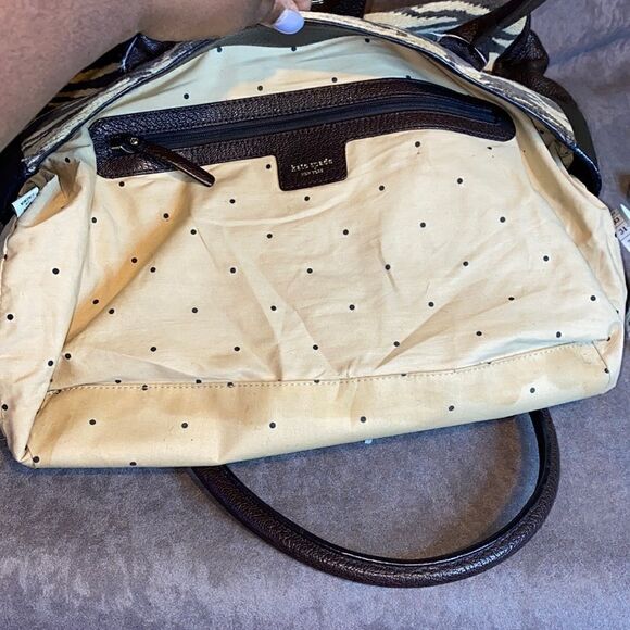 KATE SPADE ZEBRA PRINT BROWN & TAN LEATHER/ FABRIC PURSE - Picture 8 of 10